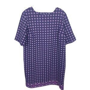 Banana Republic BR Womens Size 14 Dress Retro Purple Mod Floral Half Sleeve